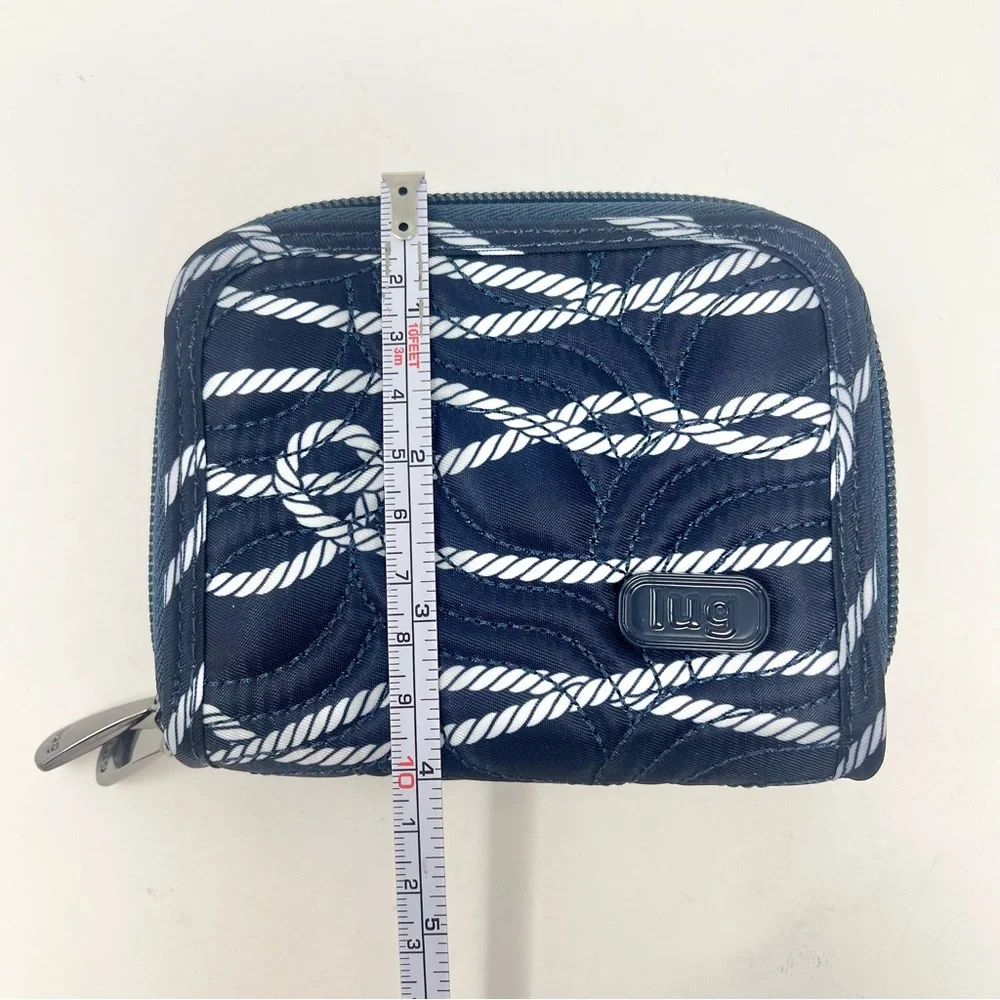 Lug Splitz Compact Wallet Zip Around Wallet RFID Quilted Nautical Knot Pattern